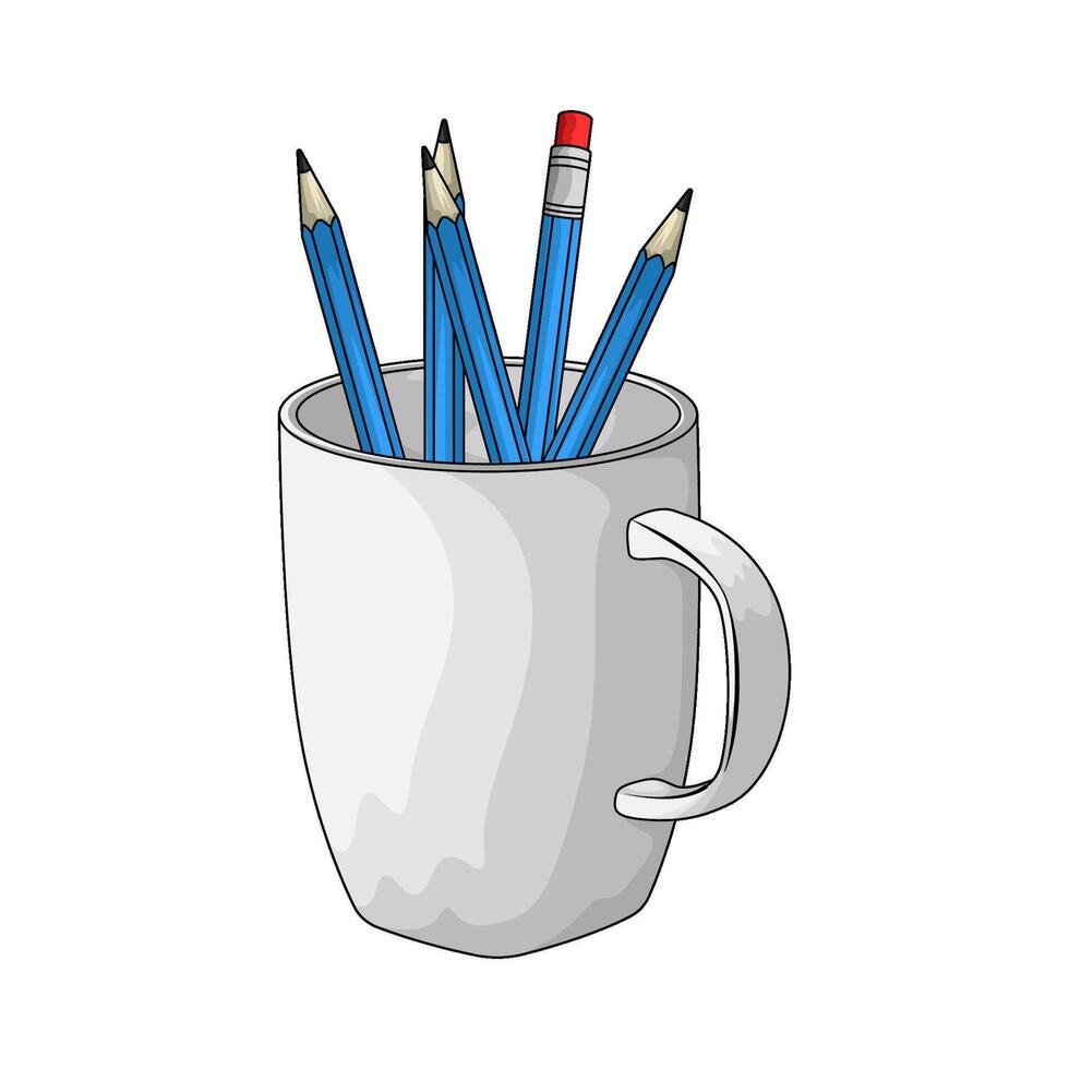 blue pencil on cup vector