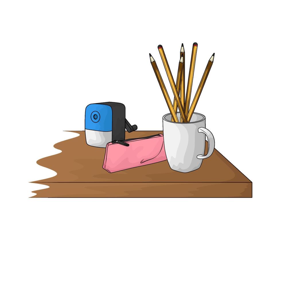 stationery on the table illustration vector