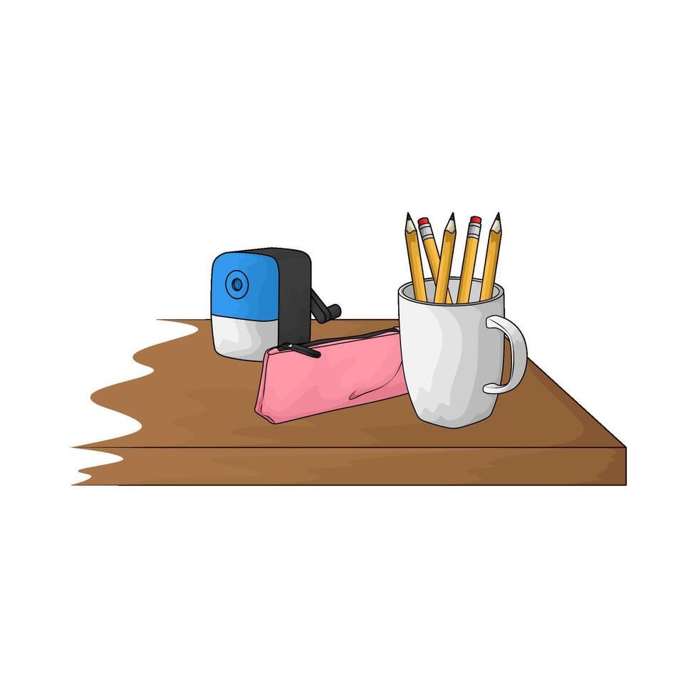 illustration of stationery on the table vector