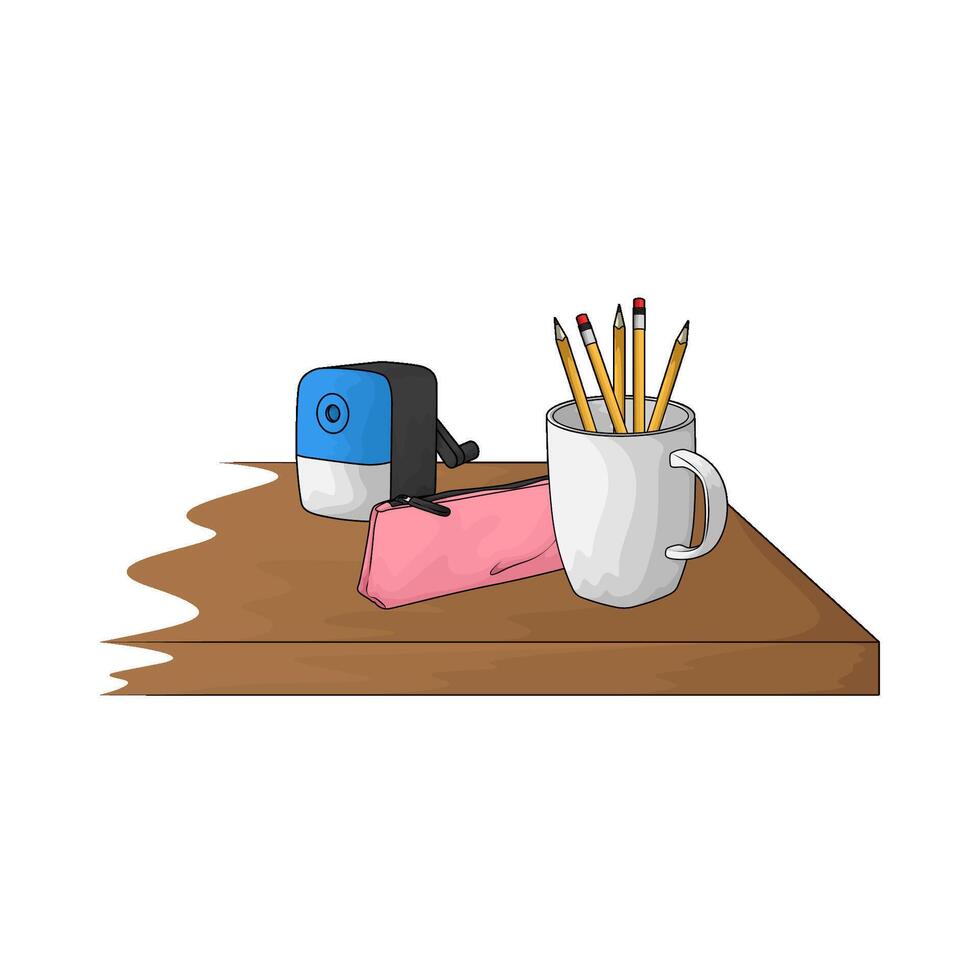 stationery on the table vector