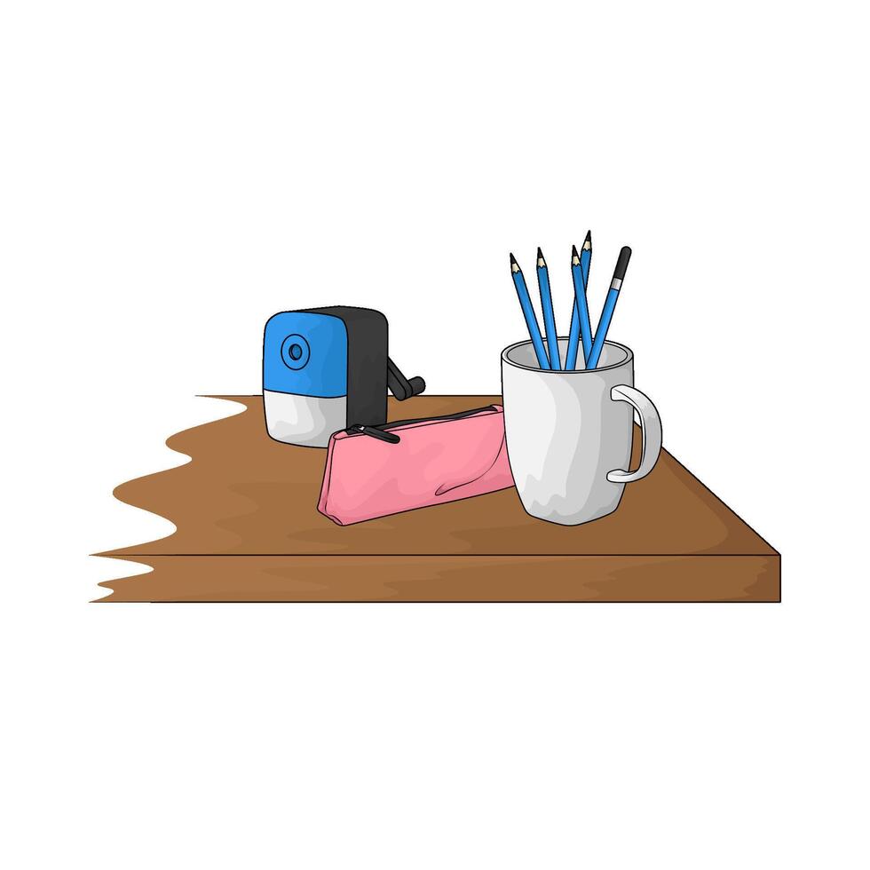 illustration of stationery is on the table vector