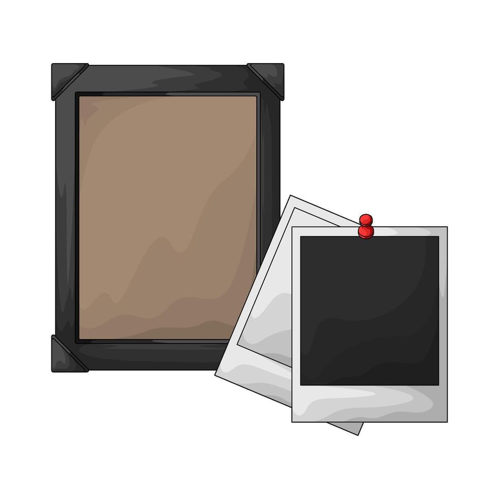 black photo frame with polaroid frame vector