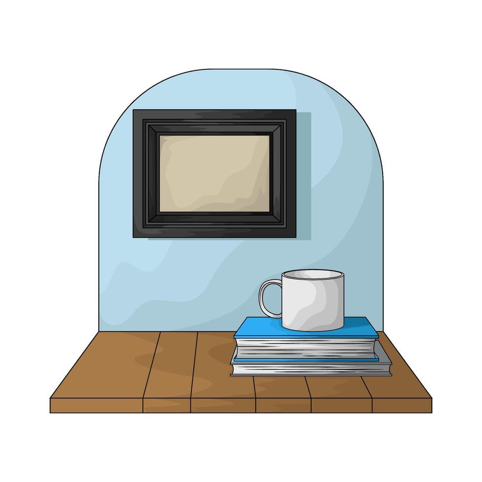 illustration of empty photo frame on the wall vector