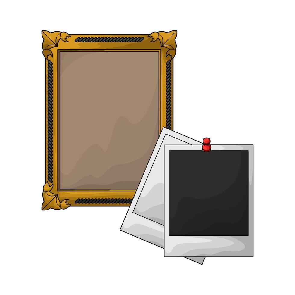 photo frame with polaroid frame illustration vector