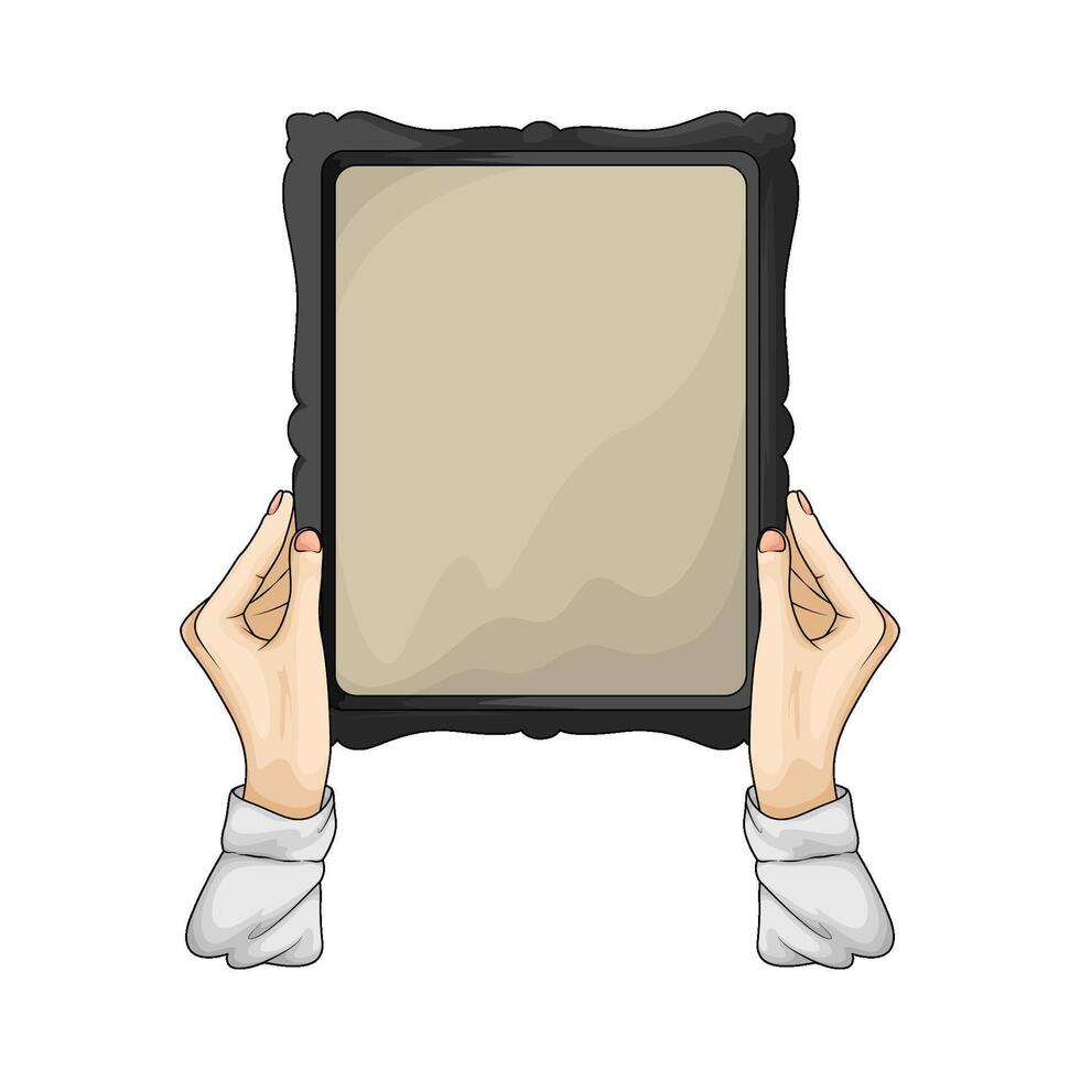 hand holding photo frame vector