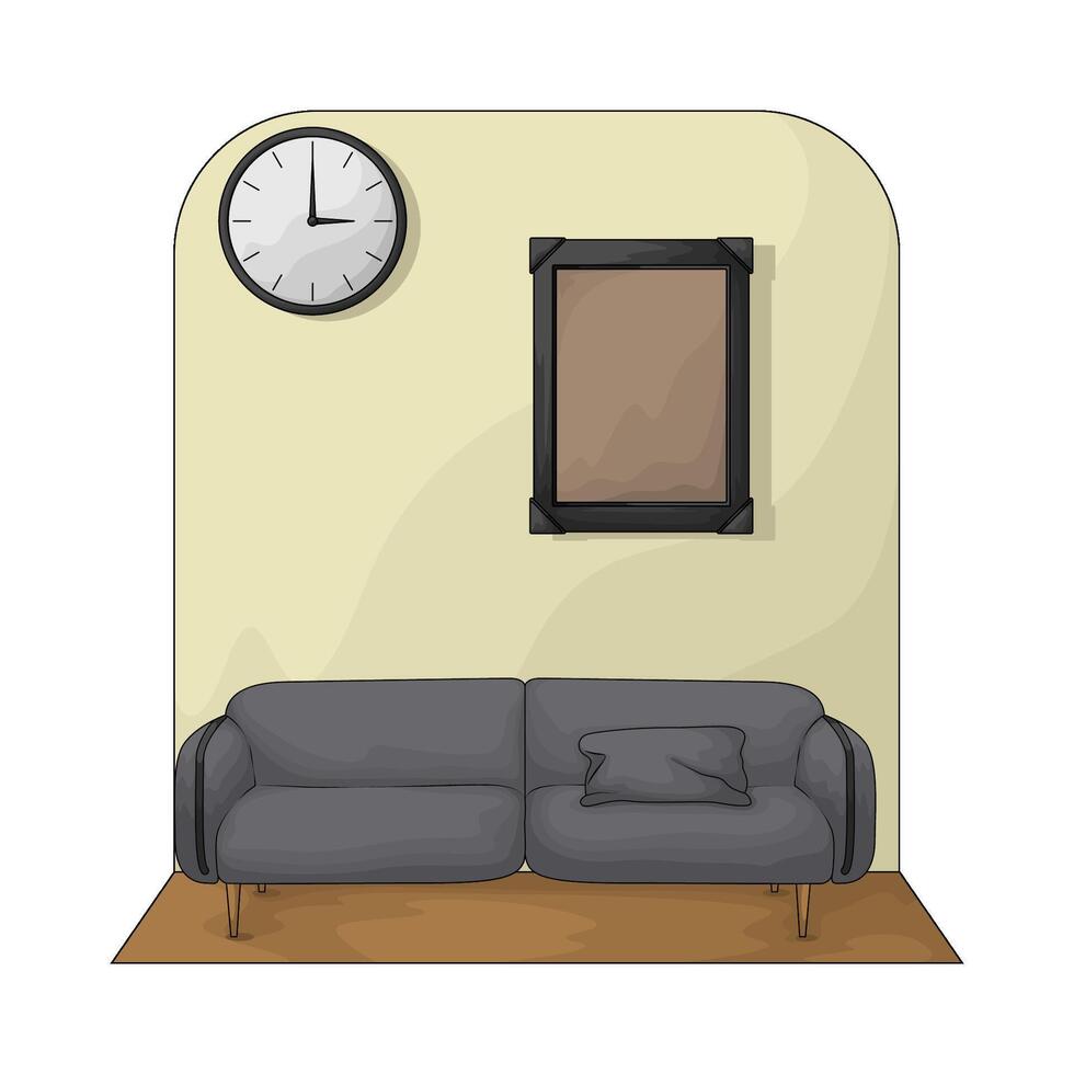 illustration of empty photo frame displayed on the wall vector