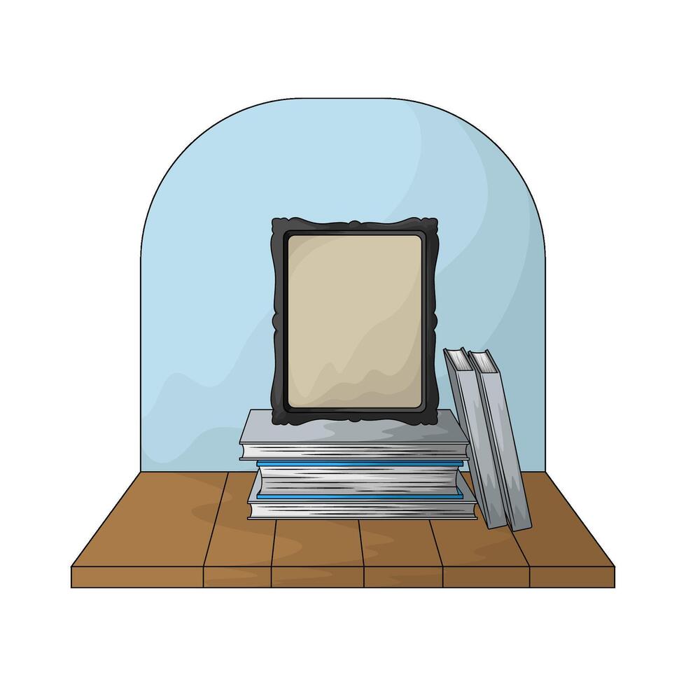 empty photo frame on the wall illustration vector