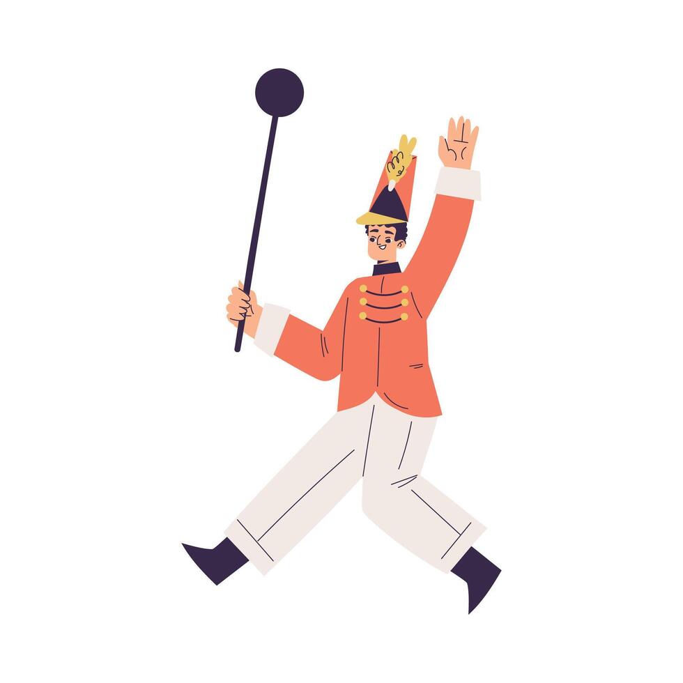 Orchestra with Marching Man Character in Red Uniform Illustration vector