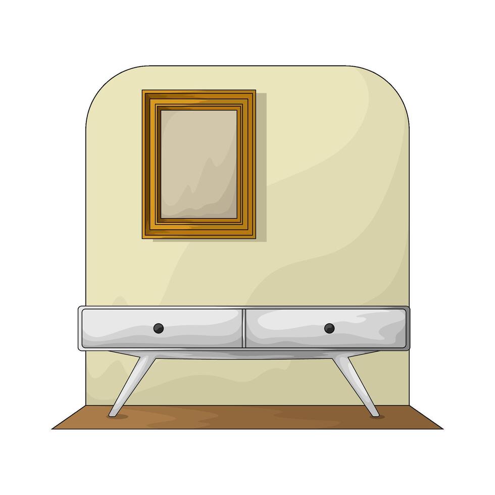 illustration of golden photo frame displayed on the wall vector