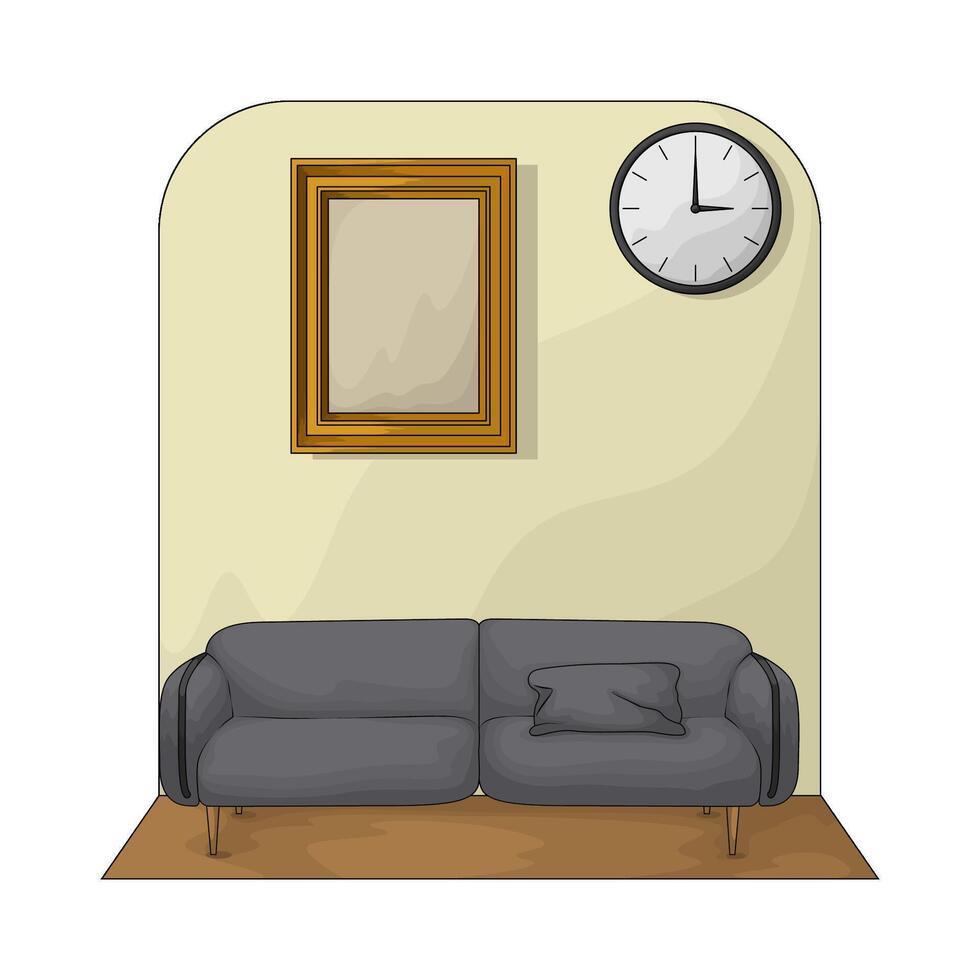 illustration of golden photo frame on the wall vector
