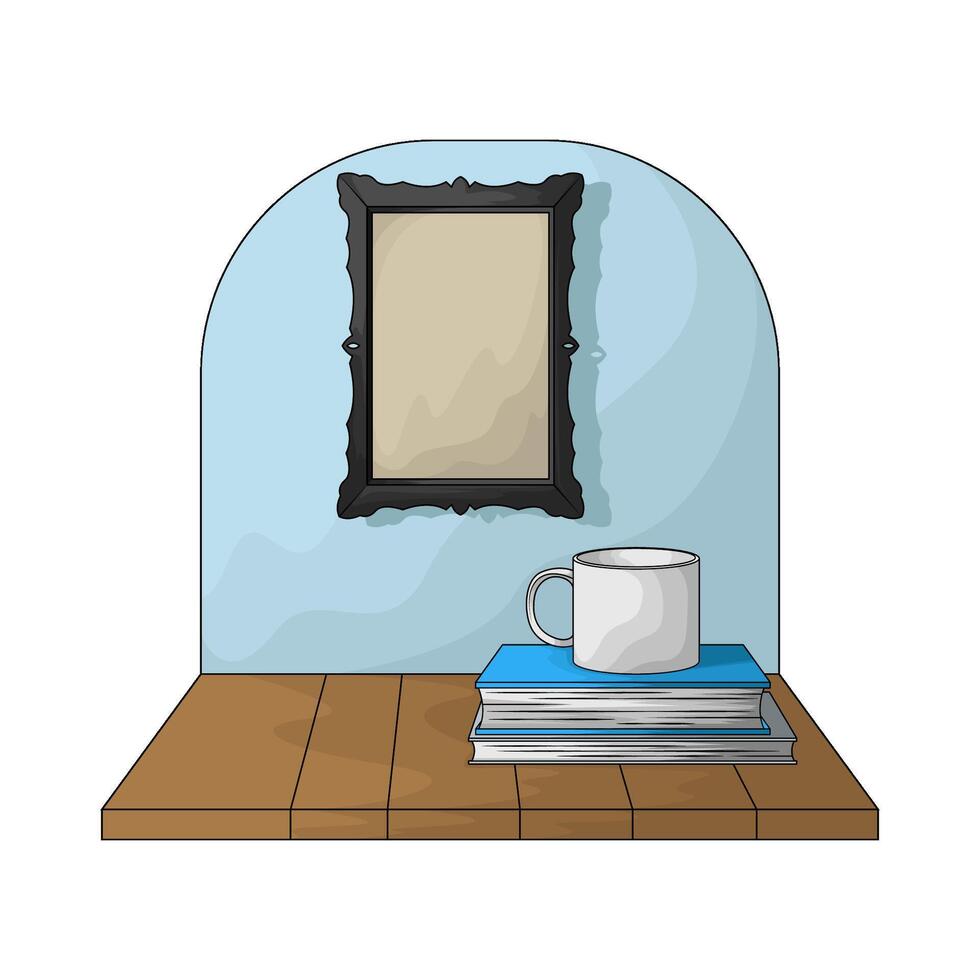 illustration of simple photo frame on the wall vector