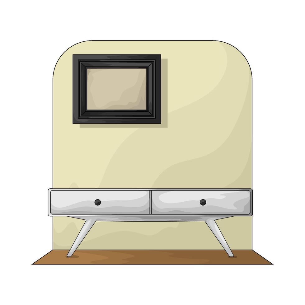 black photo frame on the wall illustration vector