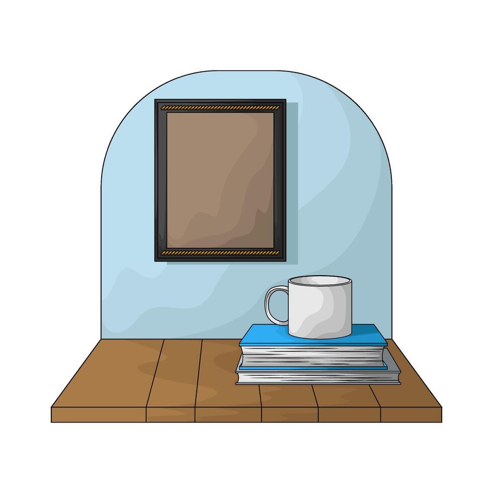 simple photo frame on the wall illustration vector