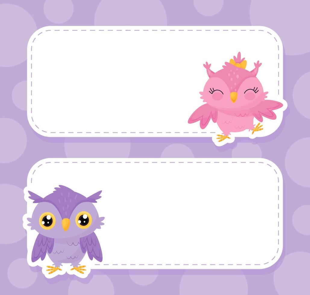 Funny Owl Empty Note Card with Space Template vector
