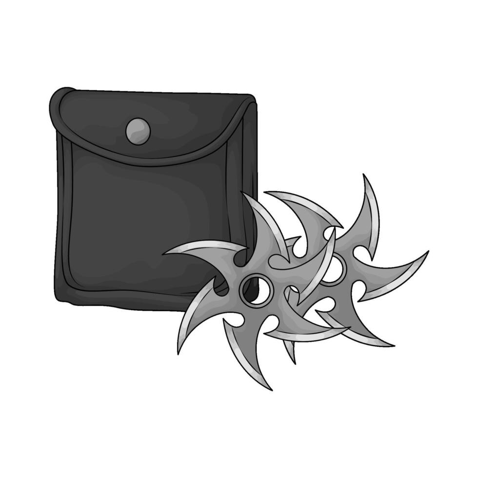two black shuriken with shuriken bag vector
