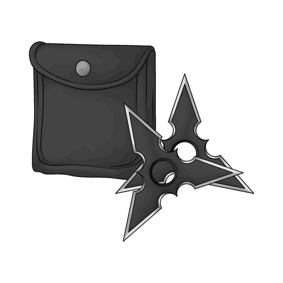illustration of two shuriken and shuriken bag vector
