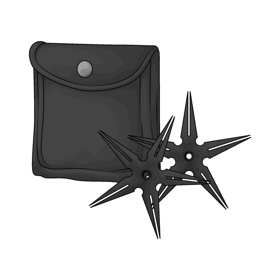 two shuriken and shuriken bag illustration vector