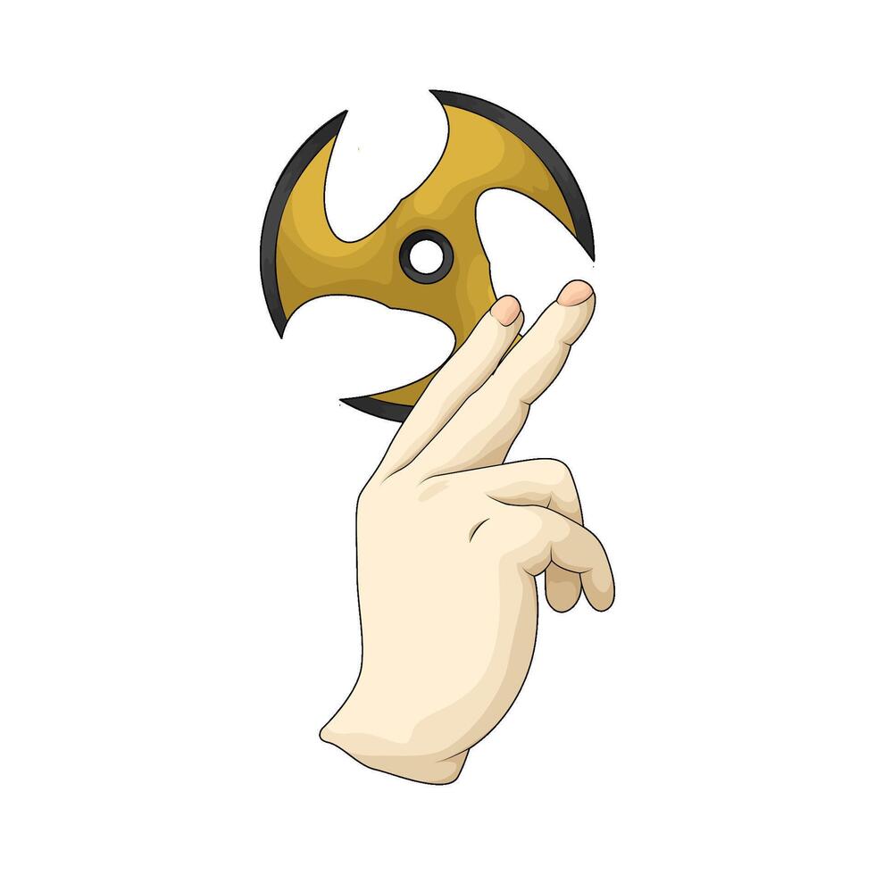 Hand is throwing ninja shuriken vector