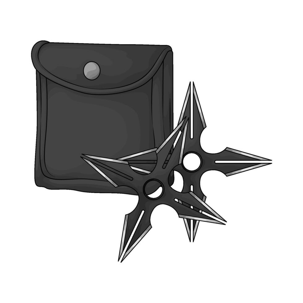 two shuriken and shuriken bag vector