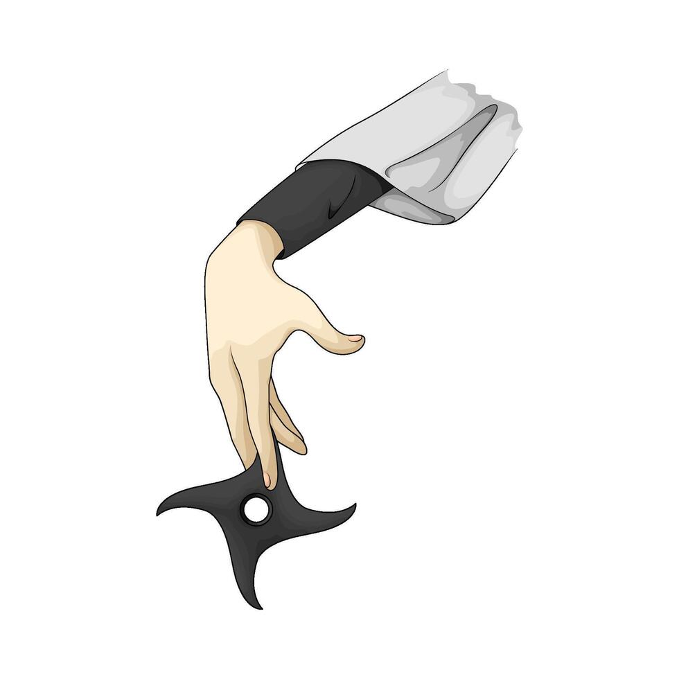 illustration of Hand is throwing ninja shuriken vector