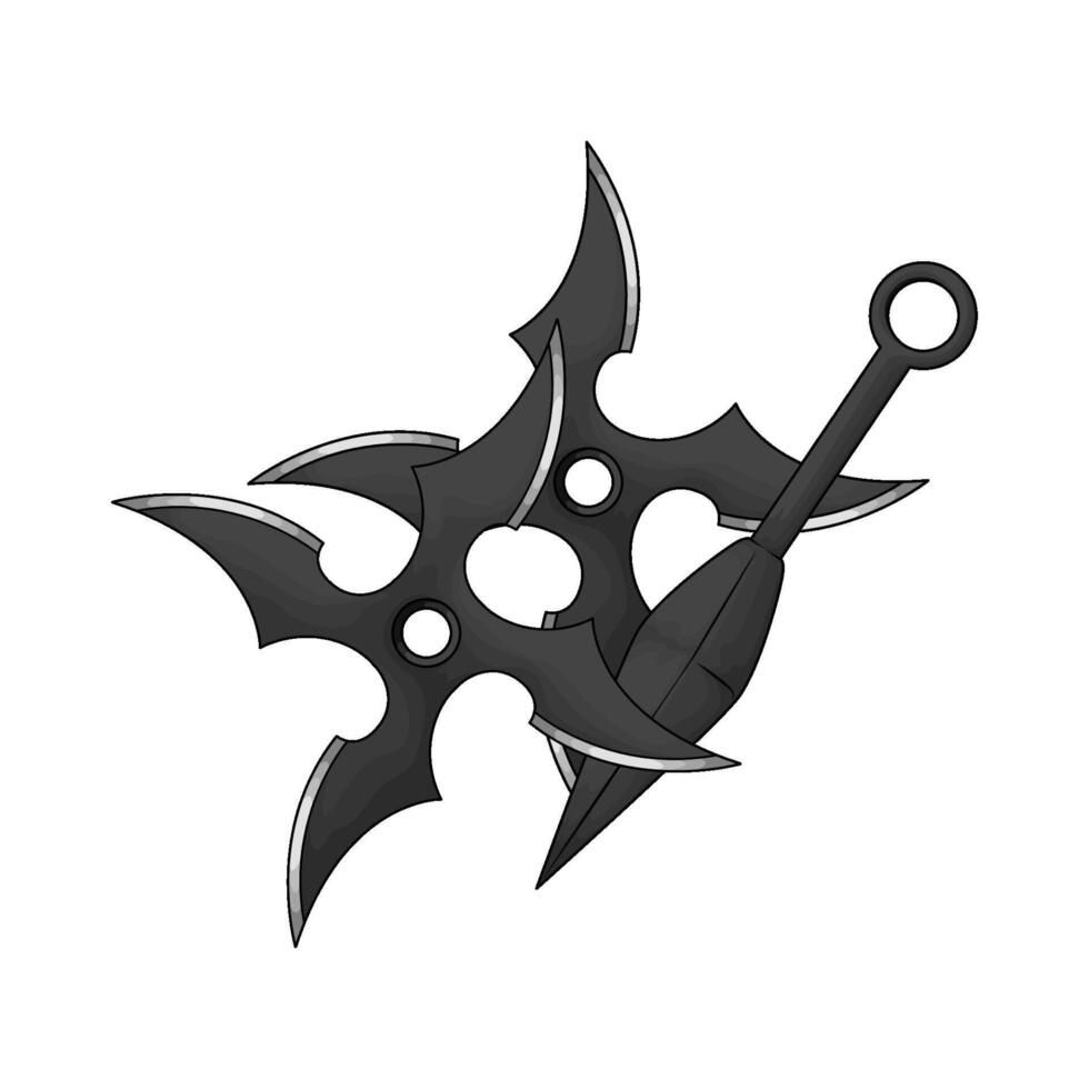 kunai and two shuriken vector