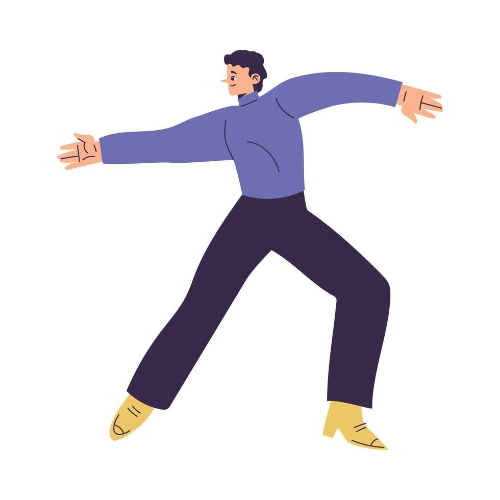Man Character Dancing Moving Body at Music Tunes Illustration vector