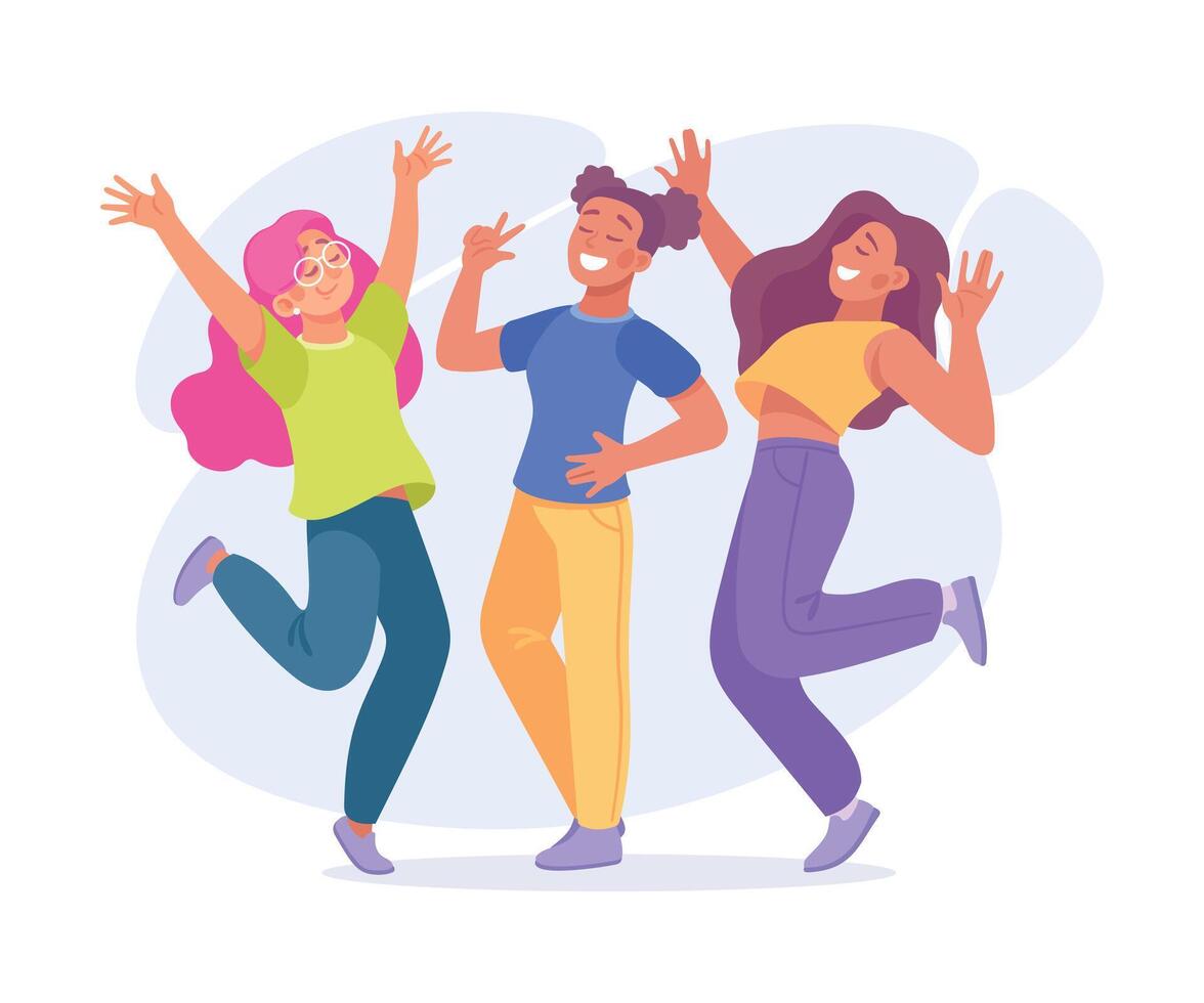 Party with Young Man and Woman Rejoice and Cheering Illustration vector