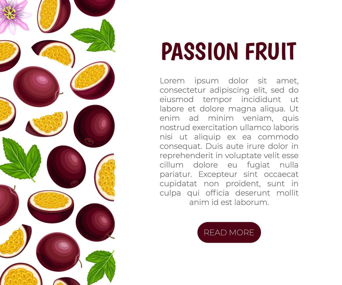 Passion Fruit Banner Design with Exotic Berry Template vector