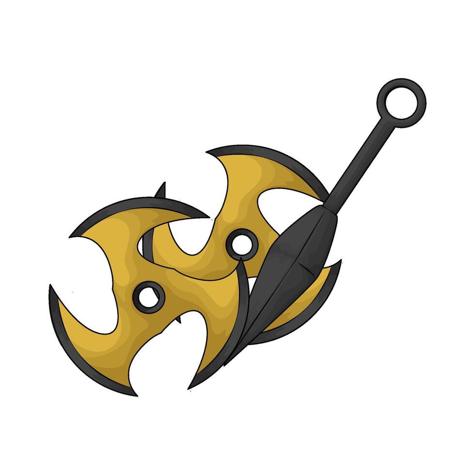 kunai with two shuriken vector