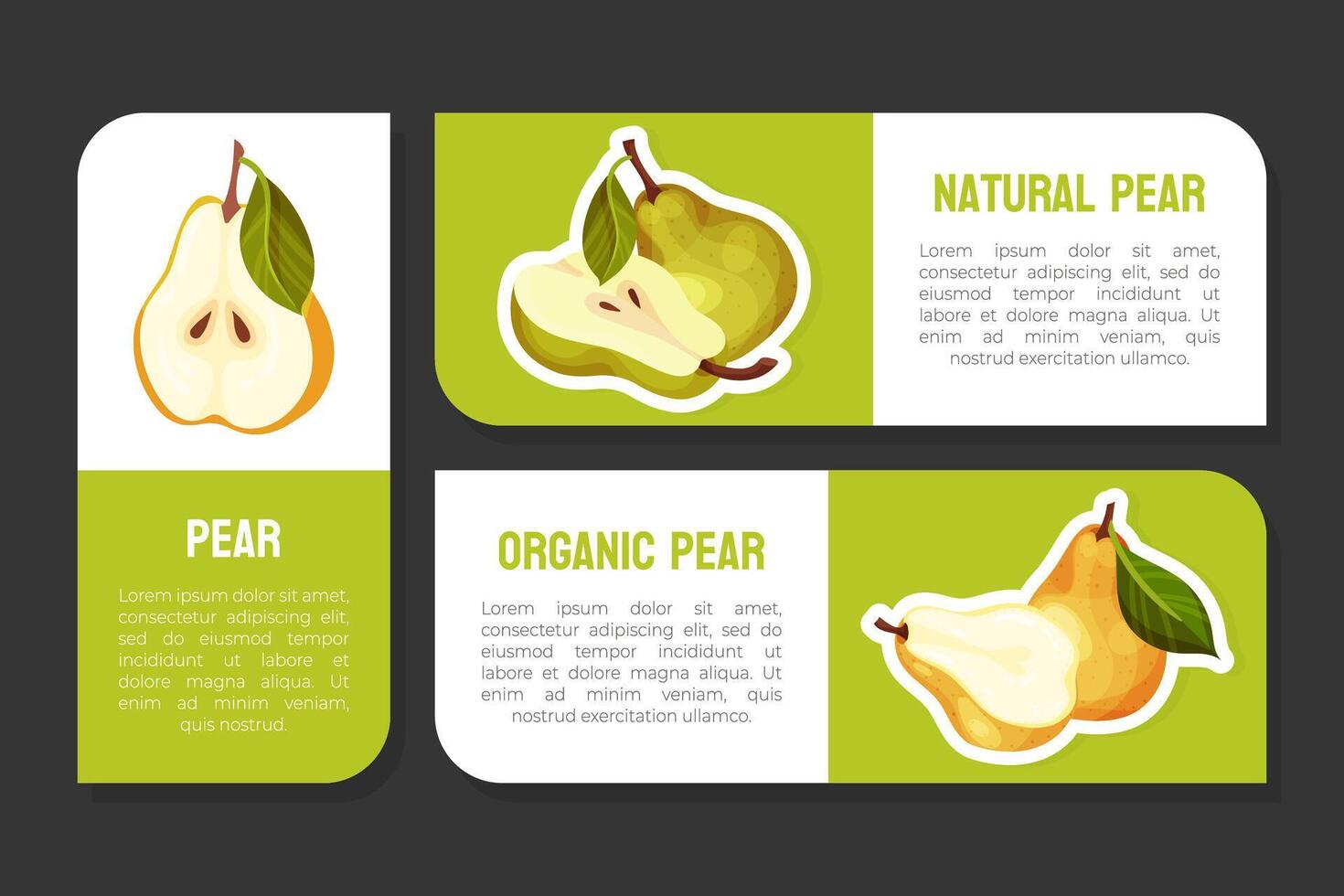Fresh Pear Fruit Label Design with Garden Crop Template vector