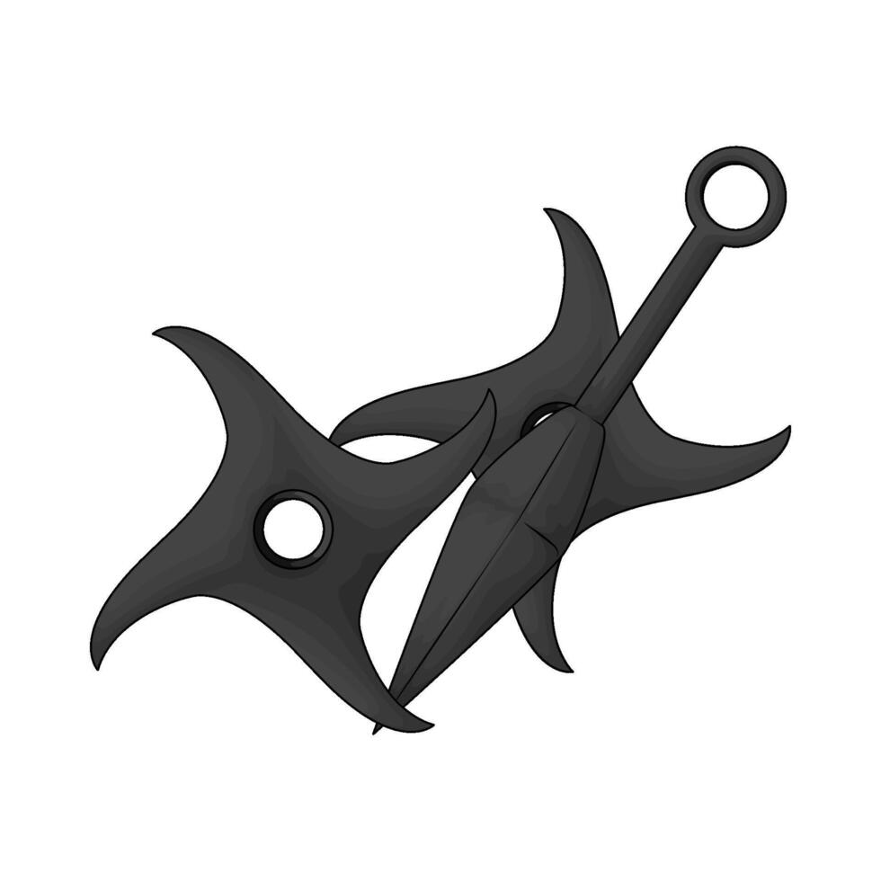 kunai with two star shuriken vector