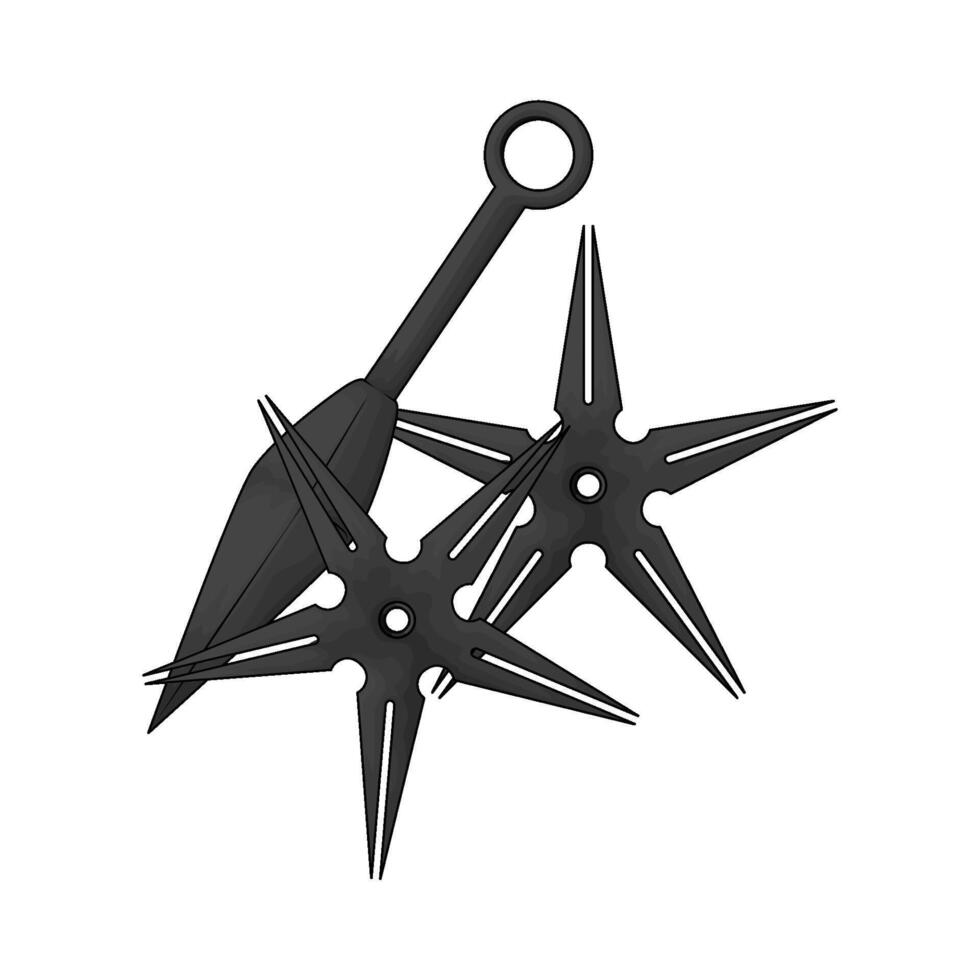 illustration of kunai with two star shuriken vector