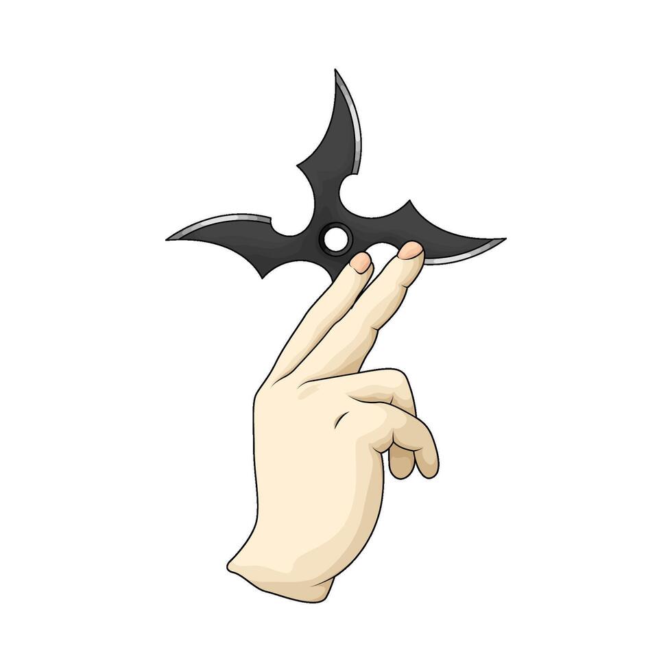 illustration of Ninja Star Shuriken in hand vector