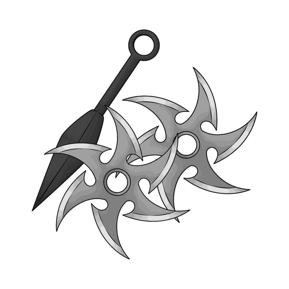 kunai and two star shuriken vector