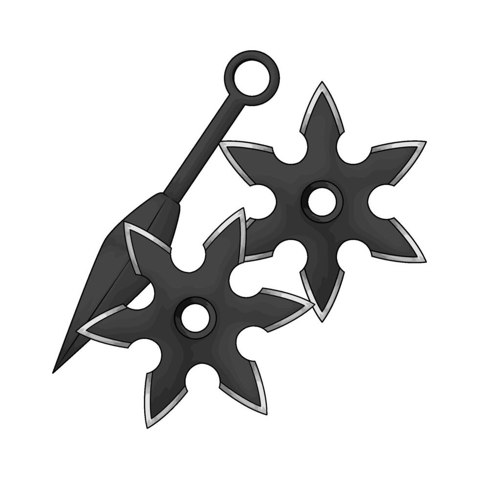 kunai and star shuriken vector