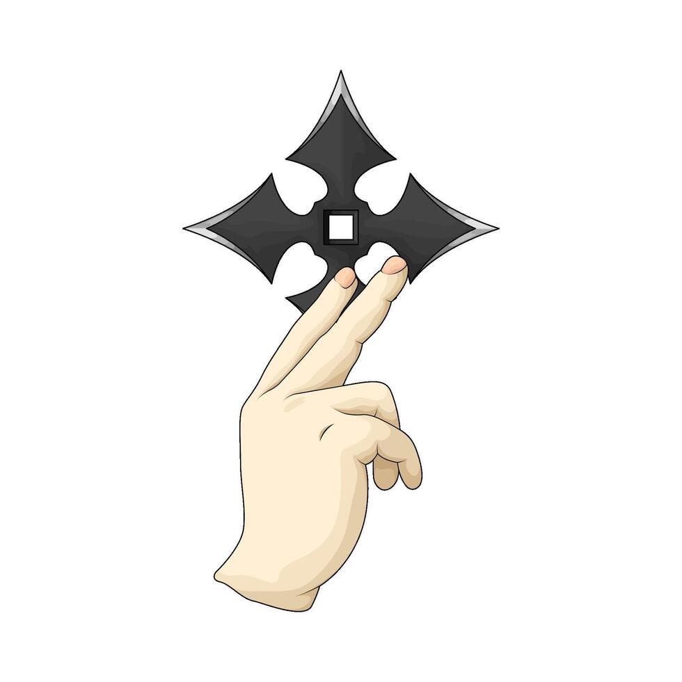 illustration of Ninja Star Shuriken in hands vector