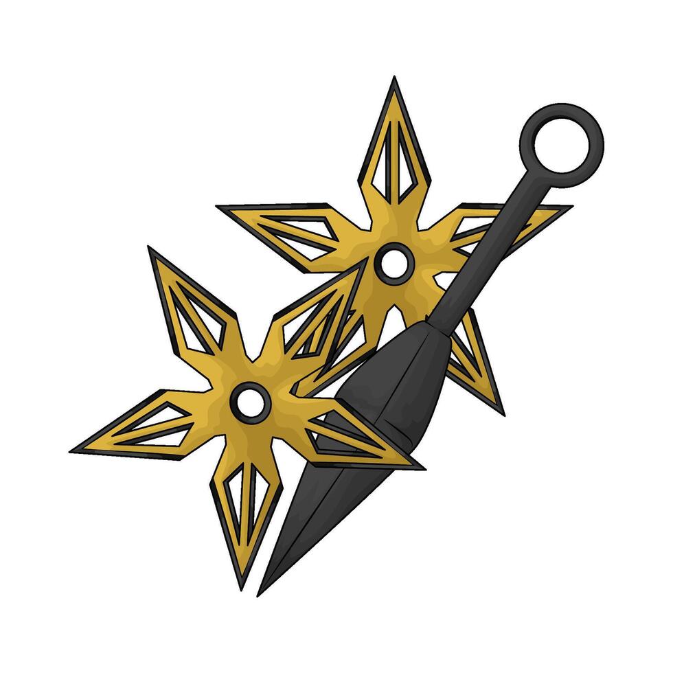 illustration of kunai and star shuriken vector