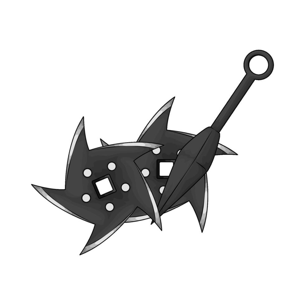 kunai with star shuriken vector