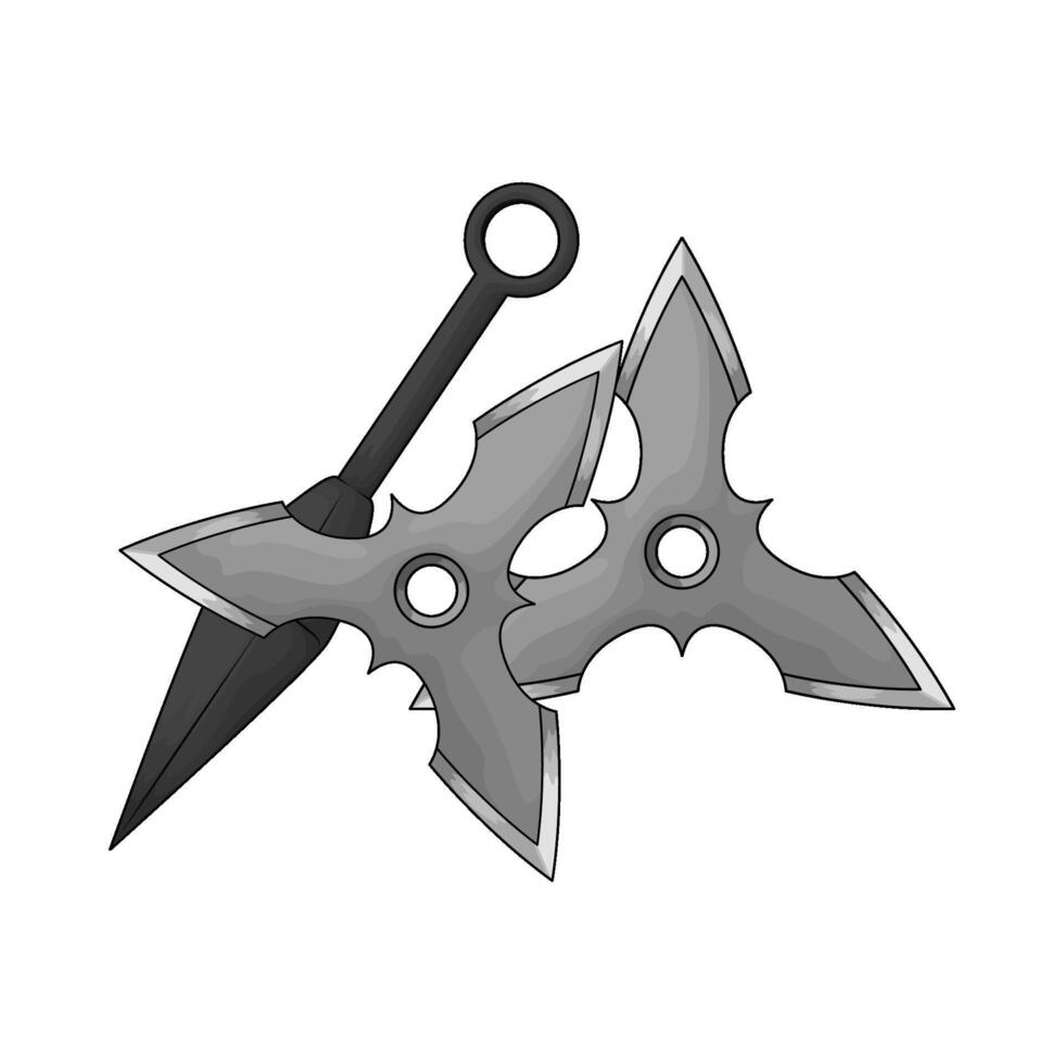 two japanese shuriken with kunai vector
