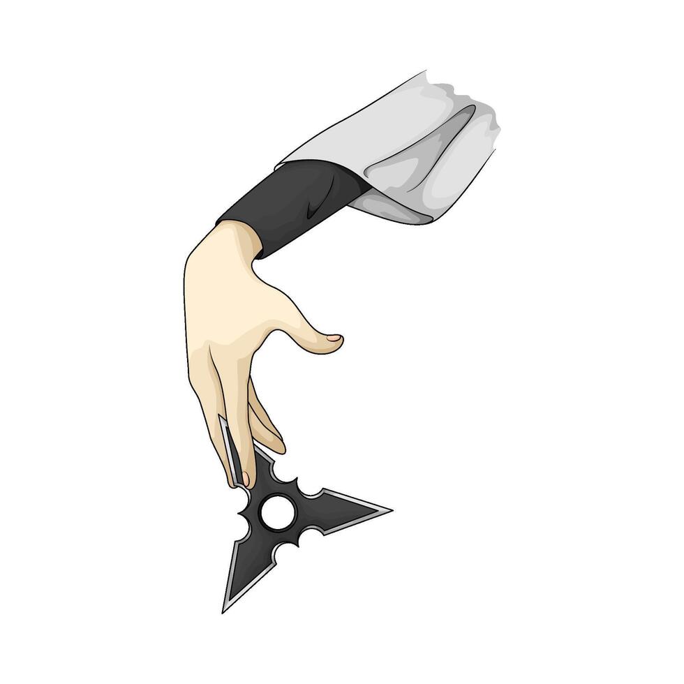 japanese star shuriken on hand illustration vector