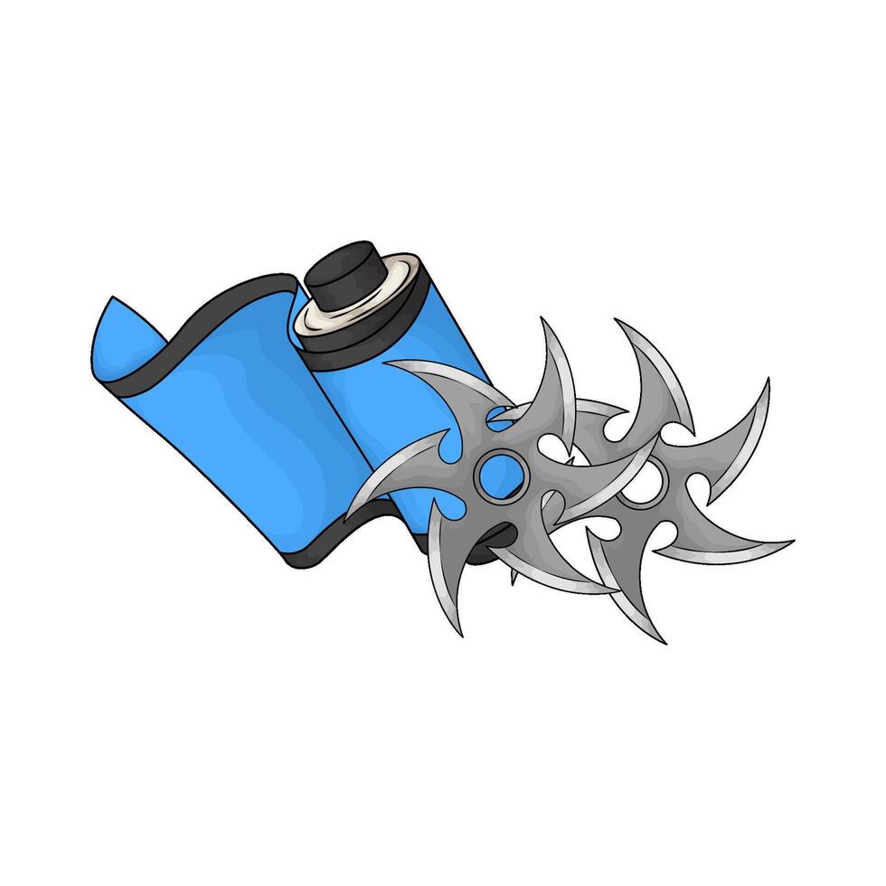 Ninja Star Shuriken with ninja scroll illustration vector