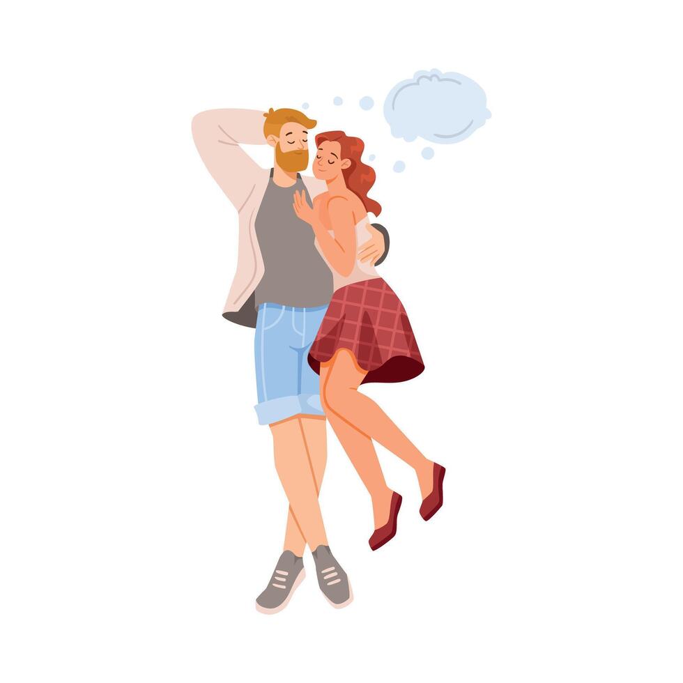 Man and Woman Character Dreaming with Cumulus Cloud Imagining Illustration vector