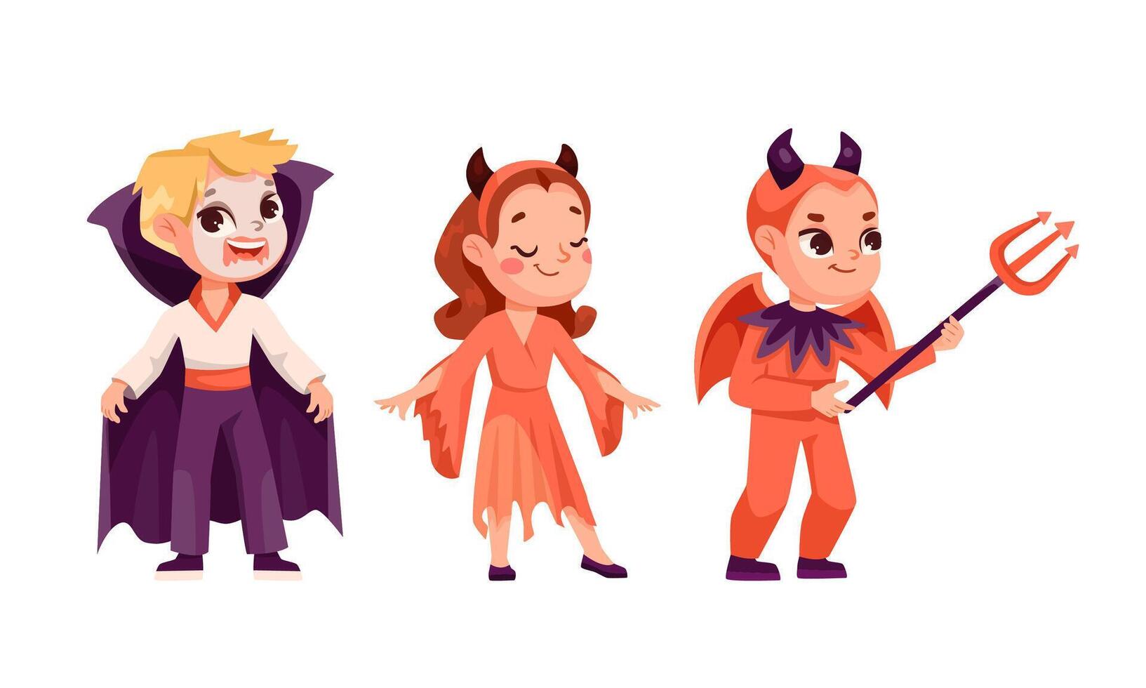 Three Exciting and Fun Character Costumes Perfect for Halloween Celebration Festivities vector