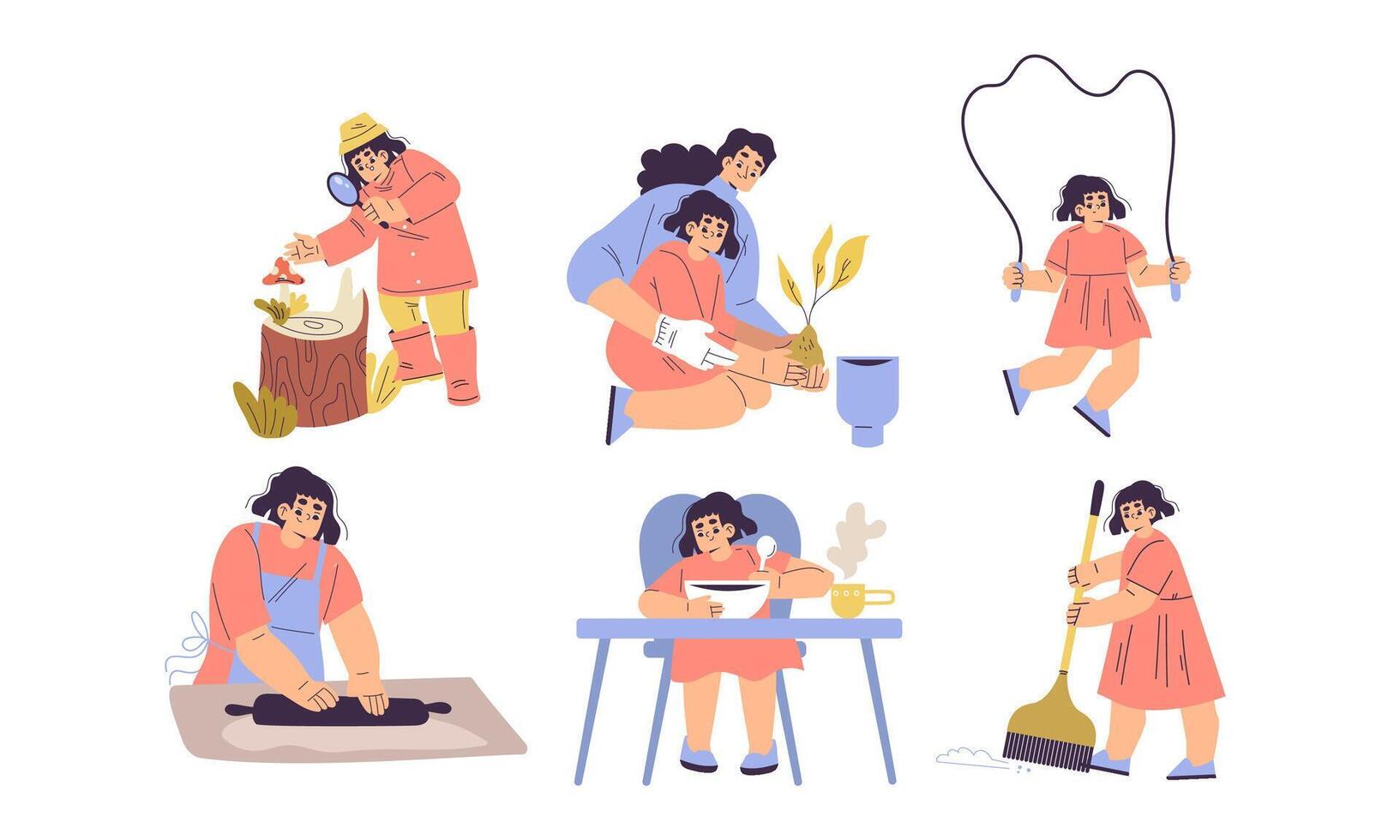 Creative Women Engaging in Multiple Activities and Pursuing Their Passions Enthusiastically vector