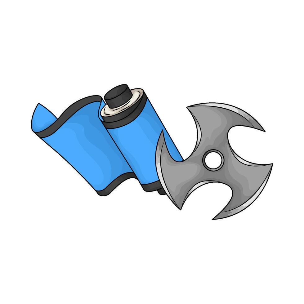 Ninja Star Shuriken and ninja scroll illustration vector