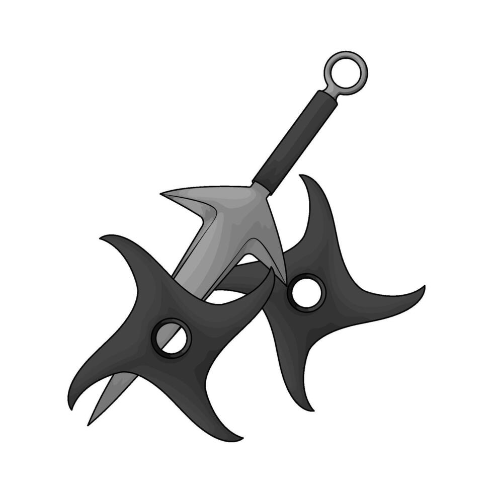 two japanese shuriken and kunai vector