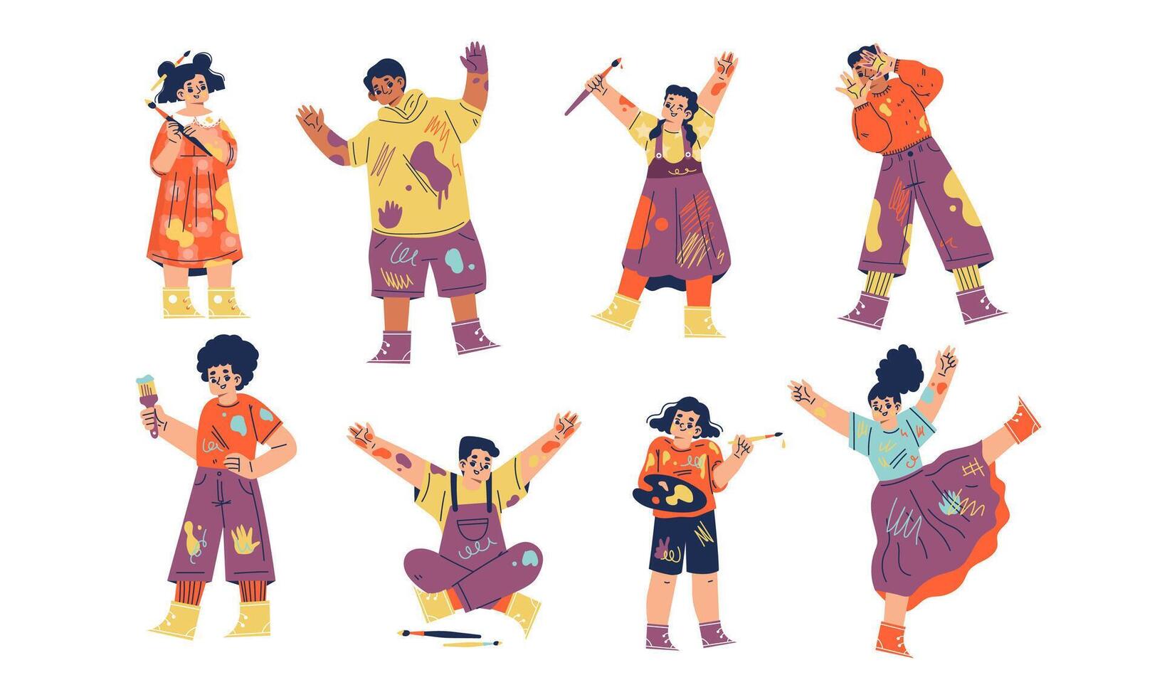 A variety of diverse dance characters dressed in colorful and vibrant outfits performing vector