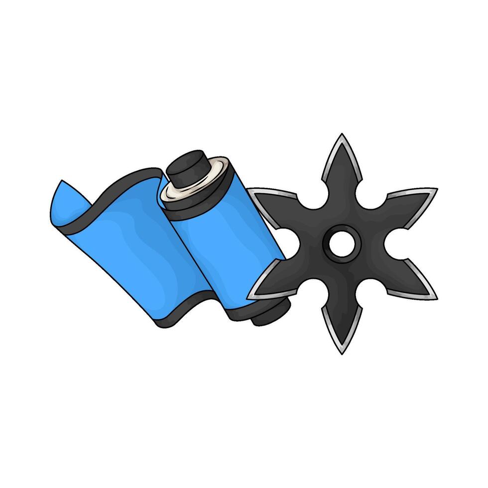 illustration of Star Shuriken with ninja scroll vector
