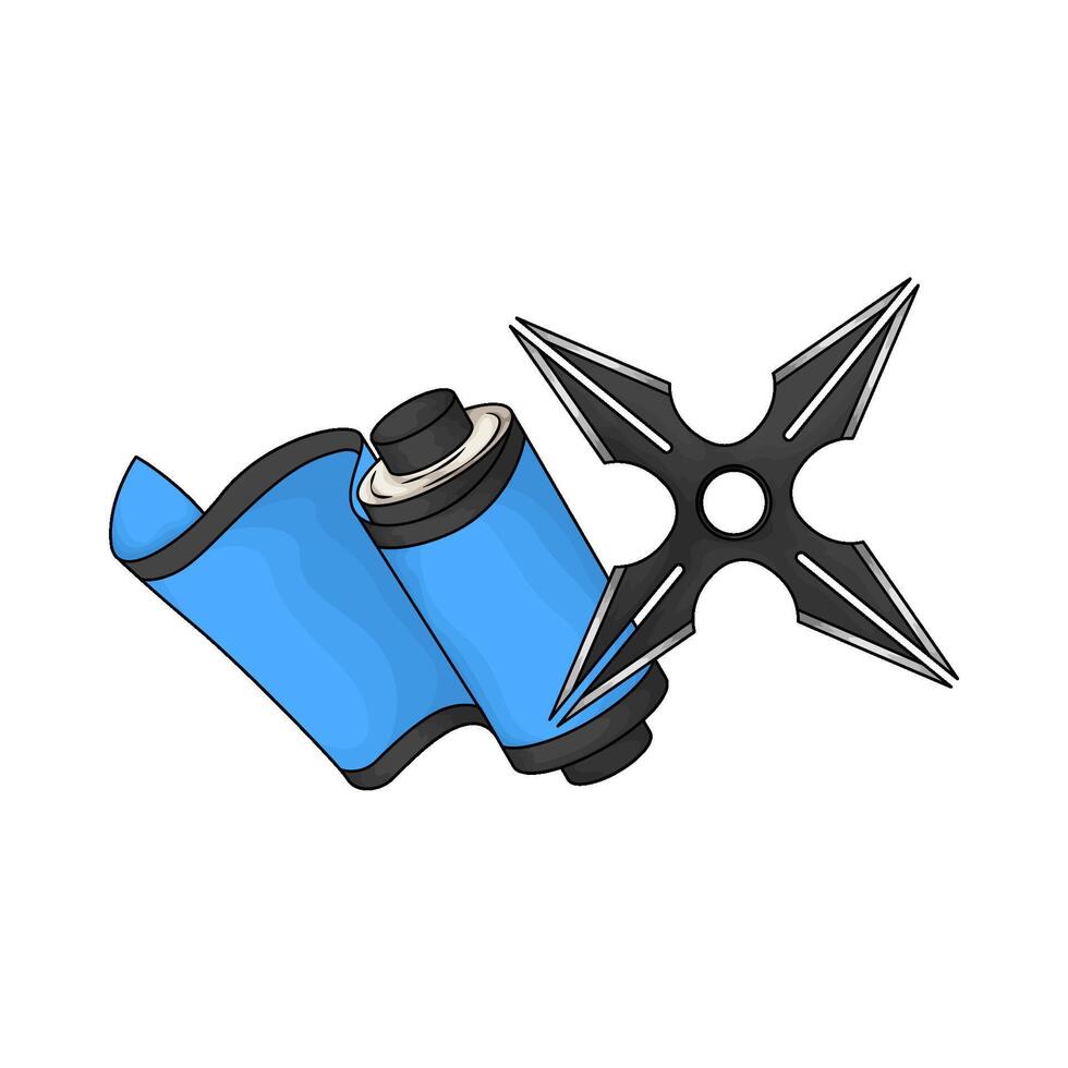 Star Shuriken with ninja scroll illustration vector