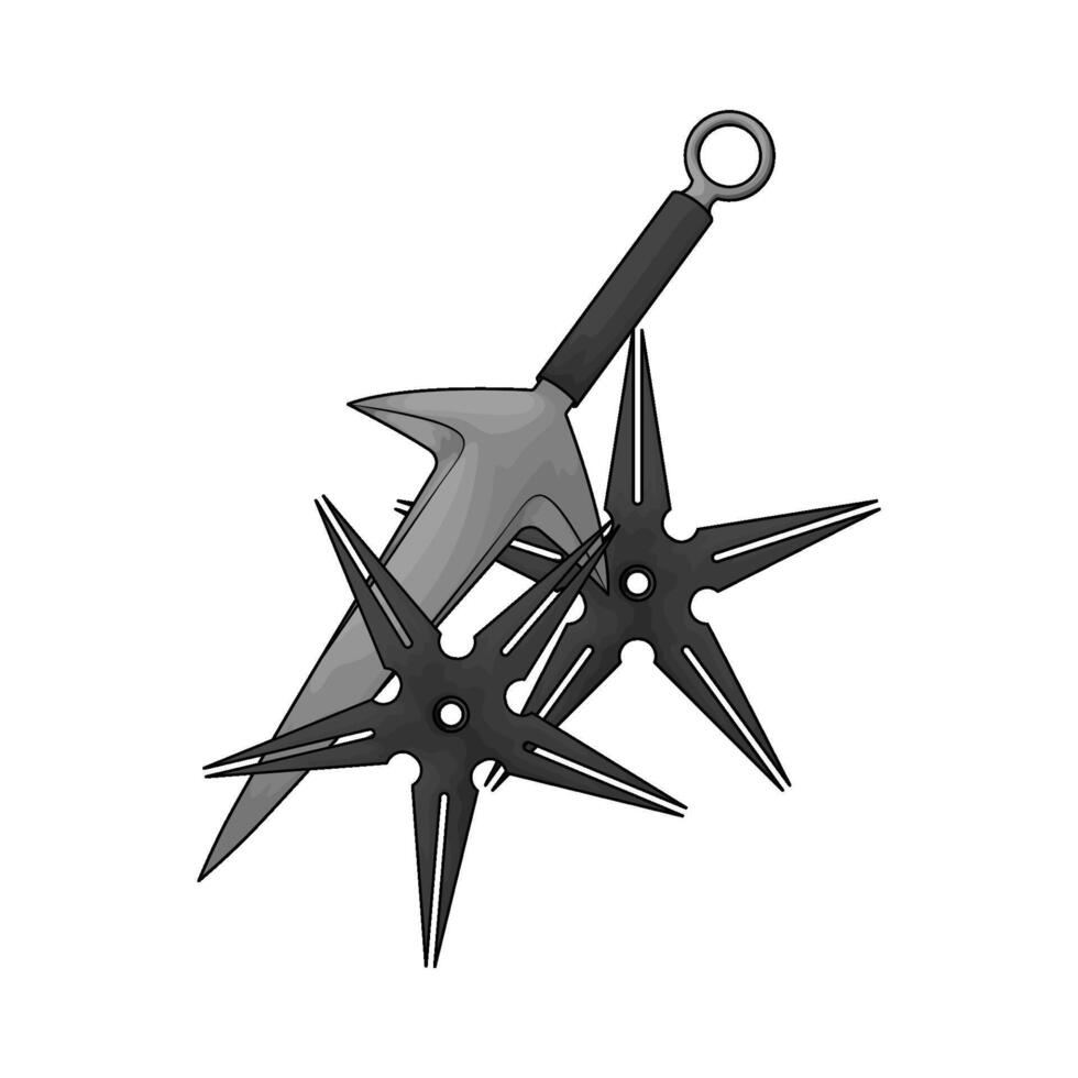 two japanese shuriken and kunai illustration vector